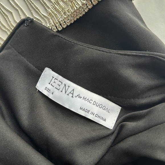 Mac Duggal LONG SLEEVE ASYMMETRICAL BEADED FRINGE HEM MINI DRESS - Picture 12 of 17